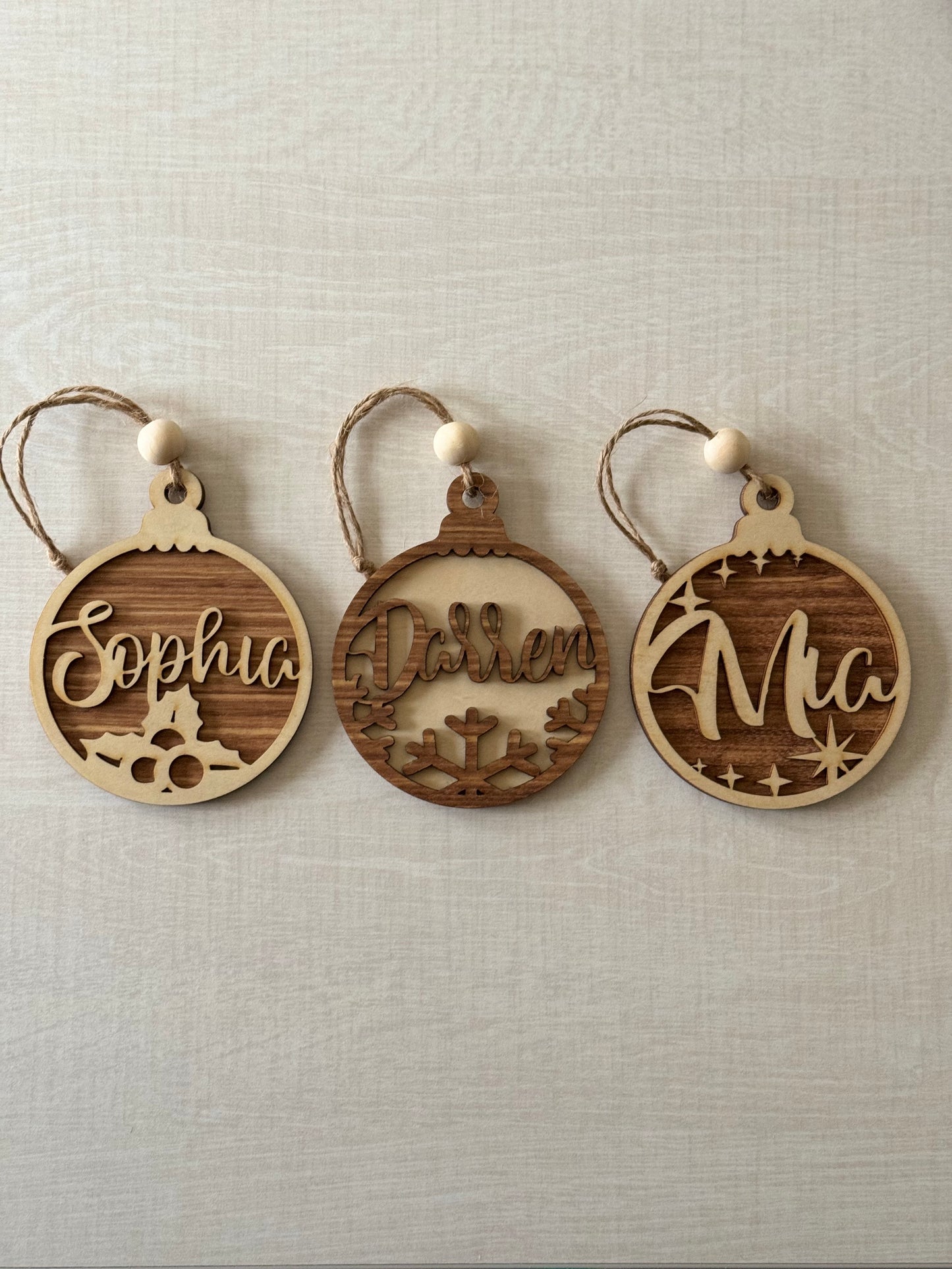 Personalised Wooden Christmas Baubles