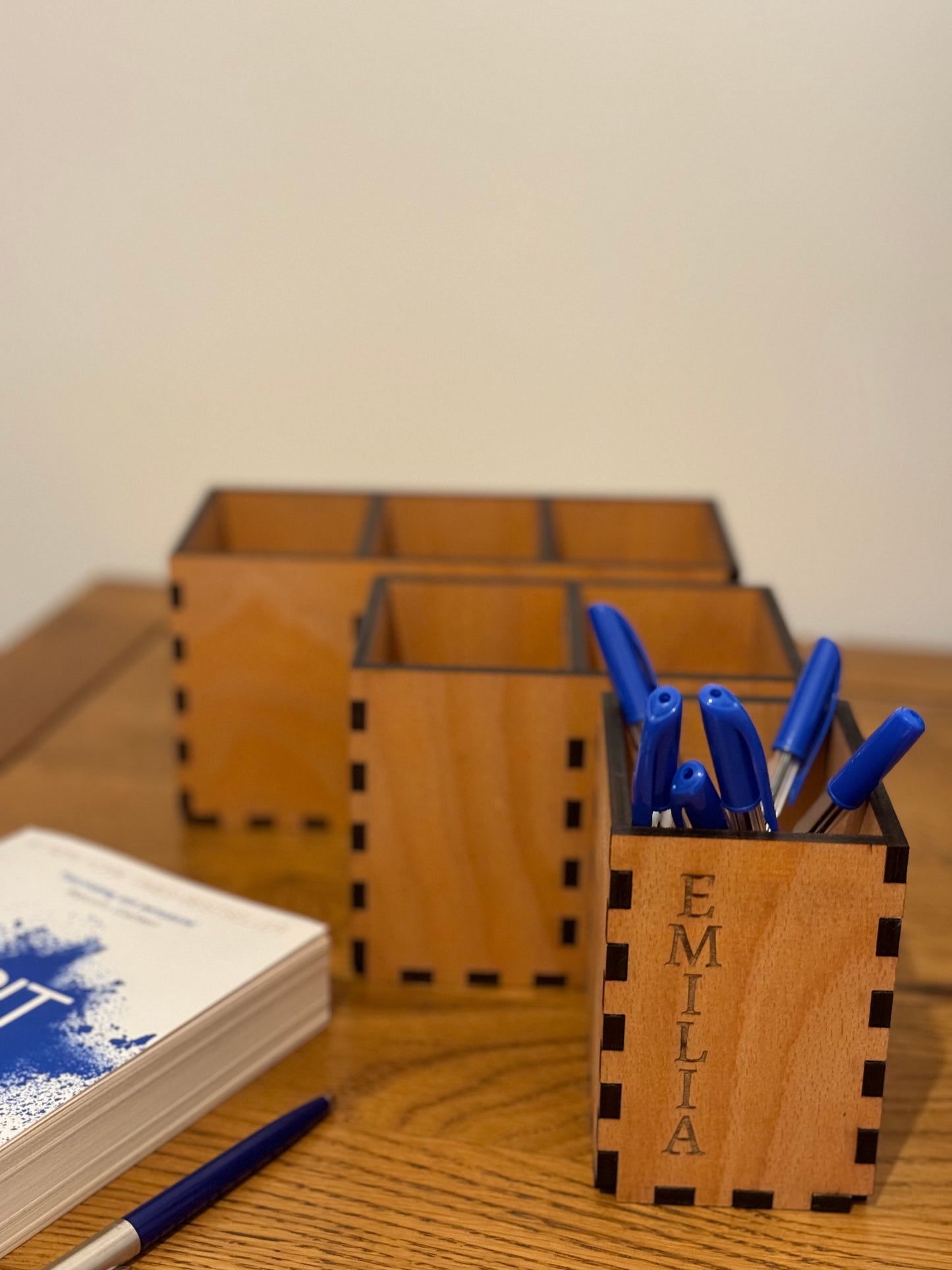 Personalised Wooden Stationery Holder