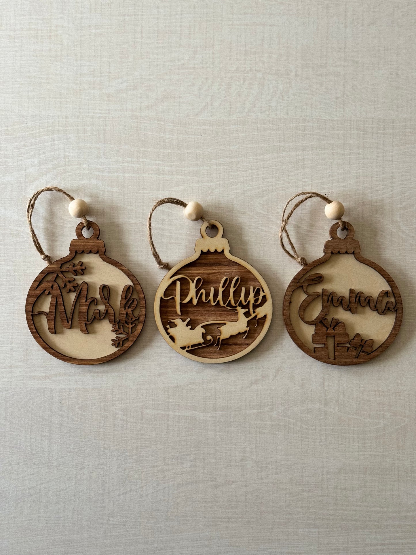 Personalised Wooden Christmas Baubles