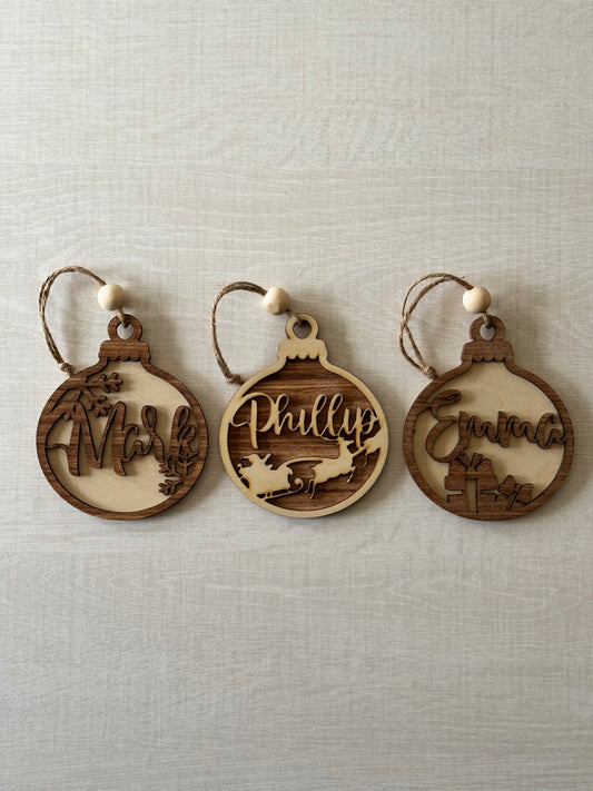 Personalised Wooden Christmas Baubles