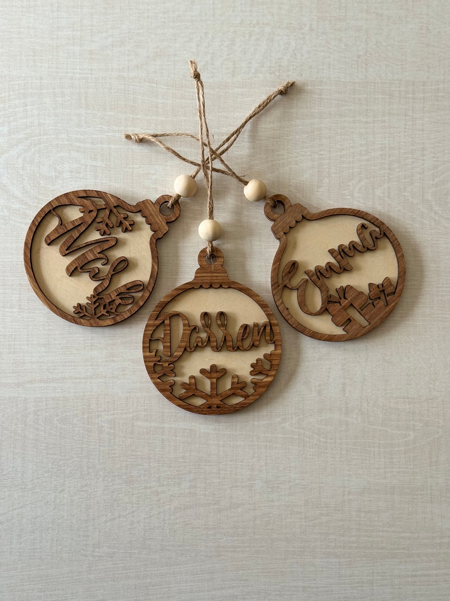 Personalised Wooden Christmas Baubles