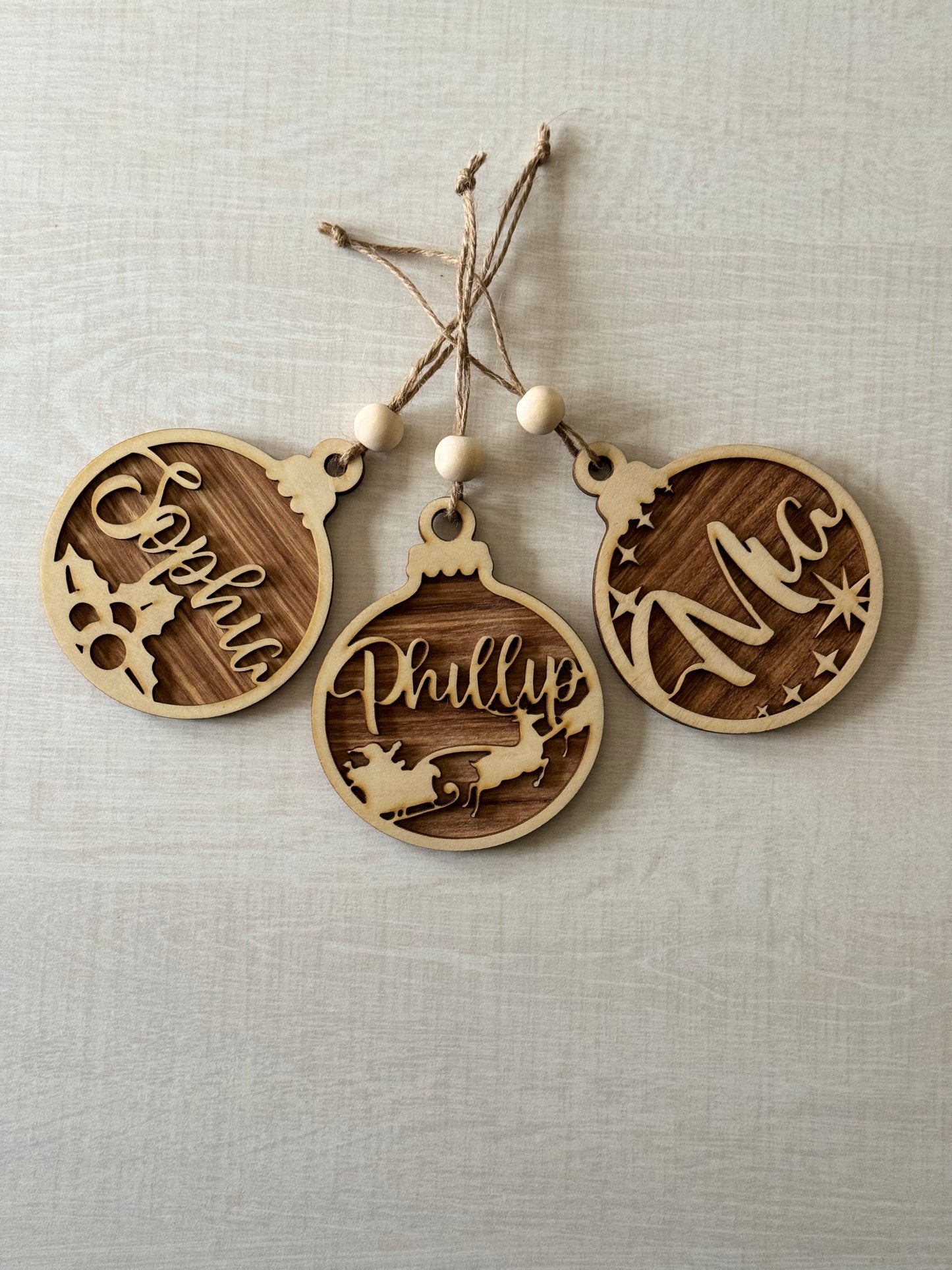 Personalised Wooden Christmas Baubles